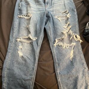 Distressed Blue Jeans